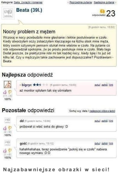 Problem z mężem. Podczas gdy ona śpi, od od paru lat regularnie... sam zobacz MASAKRA! :D