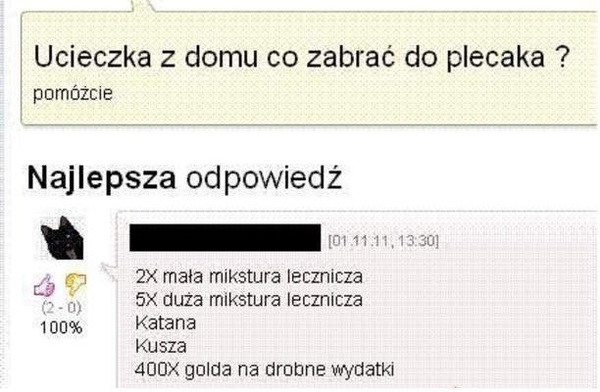 Ucieczka z domu co zabrać do plecaka? ZOBACZ co mu doradzili :)