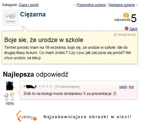 Jest w ciąży i boi sie że urodzi w szkole! ZOBACZ co jej doradzili! :D