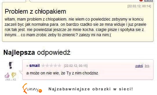 Ma problem z chłopakiem, on ciągle spotyka się z innymi. Zobacz co jej napisali ;D