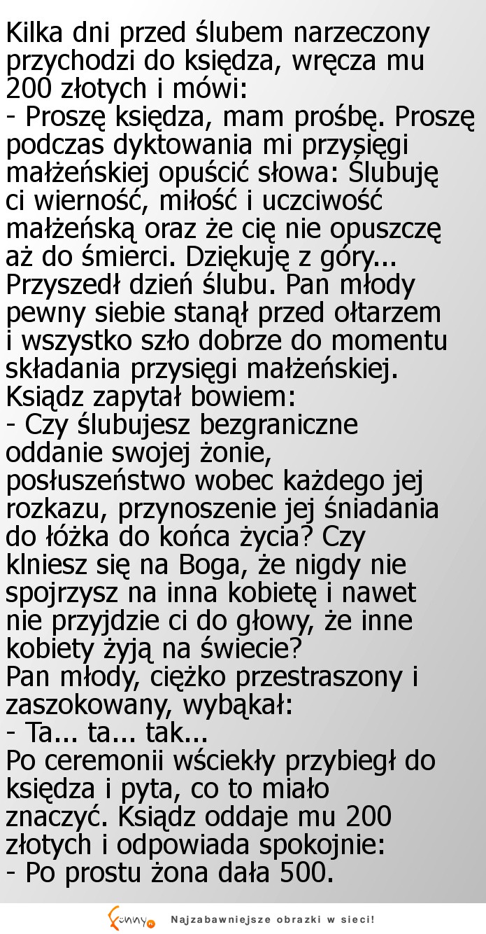 Kawał: Przysięga małżeńska :D