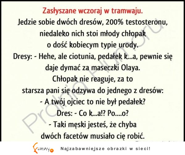 Dres wyśmiewał chłopaka obok! ZOBACZ riposte babci!