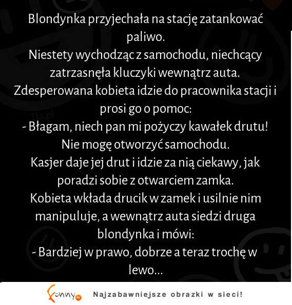 Blondynka przyjechała na stację zatankować paliwo :D