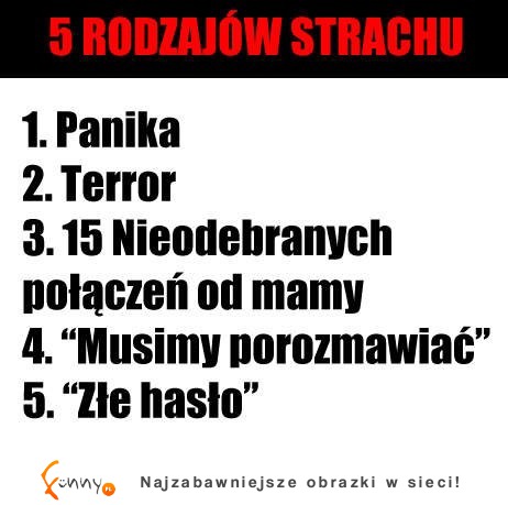 5 Rodzajów Strachu!