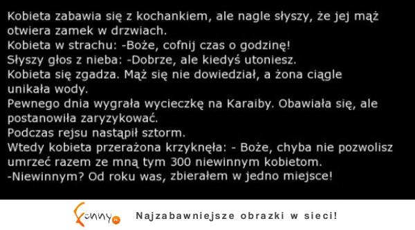 Kobieta zabawia się z kochankiem, ale nagle słyszy, że jej mąż otwiera zamek w drzwiach! :D