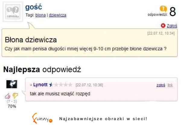 Pytanie gimnazjalisty o błonę dziewiczą - czy ją przebije? Co musi najpierw zrobić?