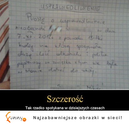 Najlepsze usprawiedliwienie! Zobacz dlaczego jej nie było w szkole... Najważniejsze to być szczerym!