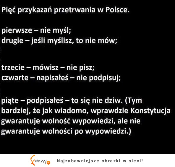 Pięć przykazań przetrwania w Polsce, PIĄTE boli najbardziej!