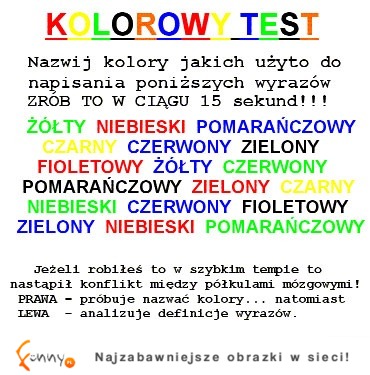 Kolorowy test! Zrób to w ciągu 15 sekund!