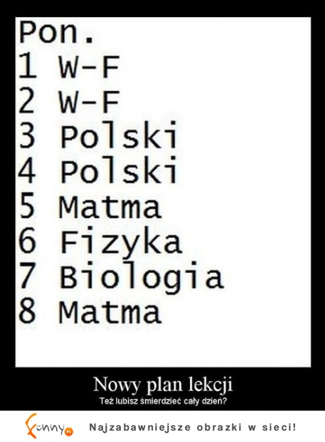 Nowy plan lekcji! :D