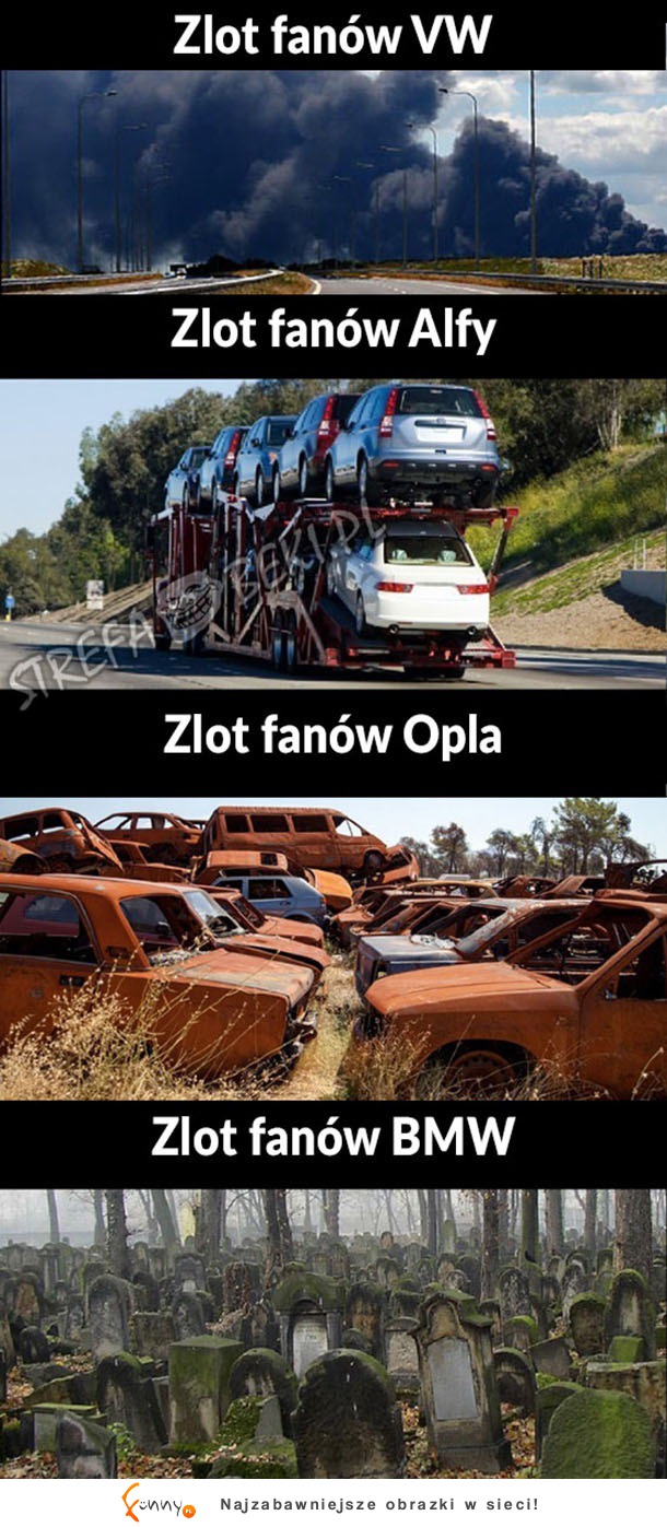 Zloty fanów aut! Alfa jak zwykle... a BMW. HAHA! MASAKRA!