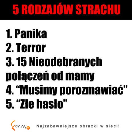 5 Rodzajów Strachu! Sprawdź wszystkie! :D