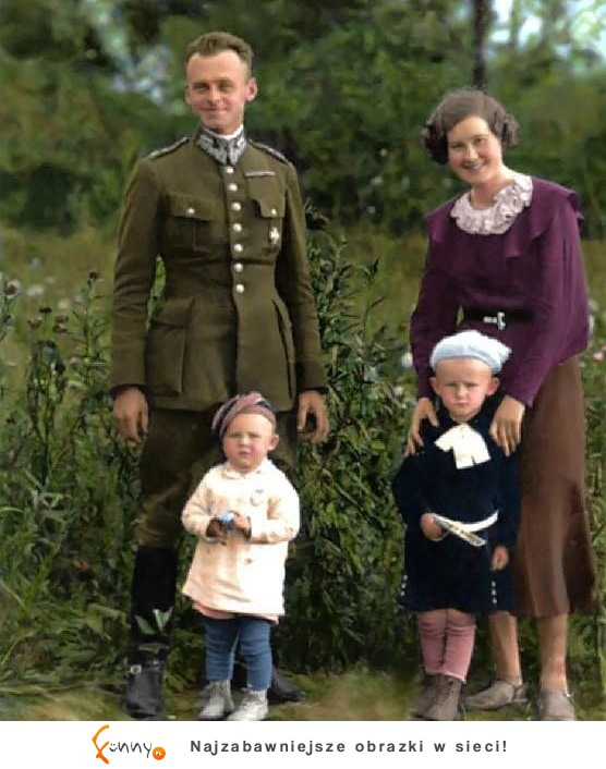 Witold Pilecki z żoną i dziećmi, Ostrów Mazowiecka, 1934 r.