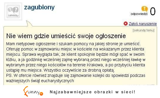 Nietypowe ogłoszenie! haha :D