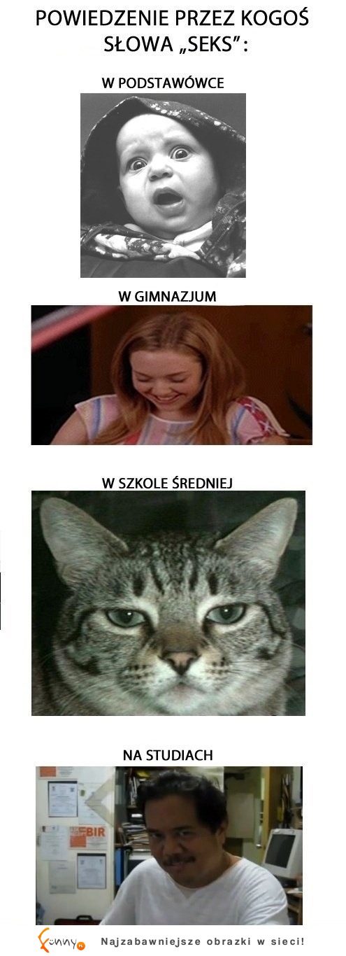 Jak reaguje się na słowo ''SEKS'' w kolejnych latach edukacji! Śmieszne