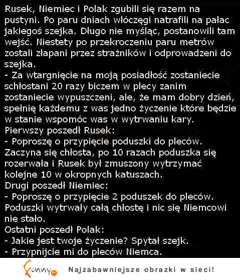 Rusek, Niemiec i Polak zgubili się na pustyni. Kto sobie poradził najlepiej? Mega kawał! :D