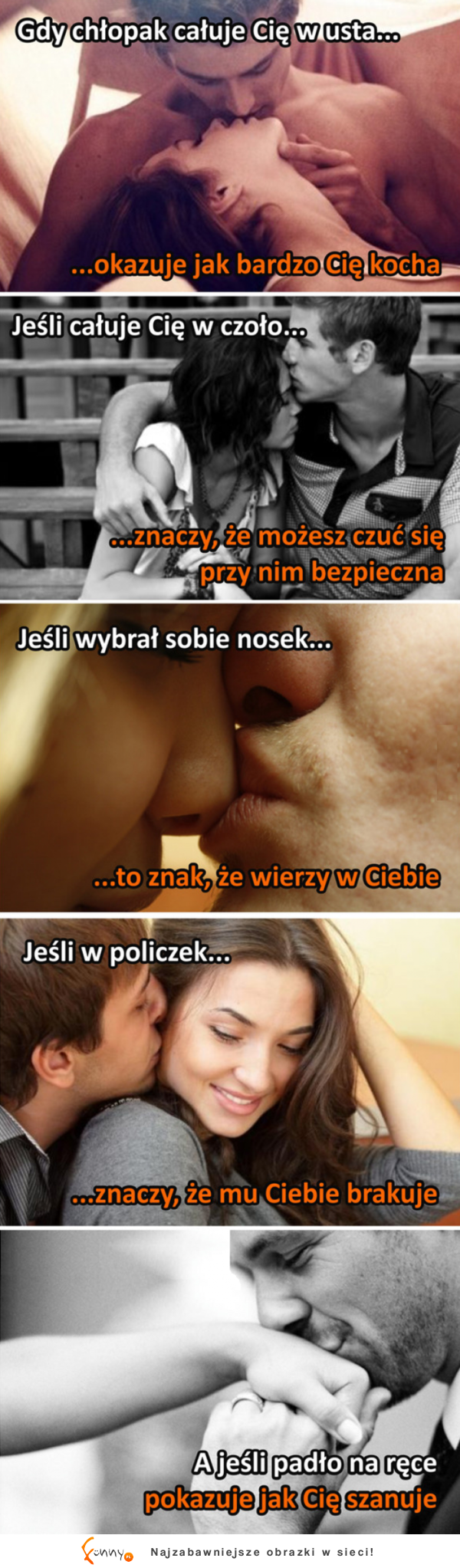 Co oznaczają pocałunki w poszczególne miejsca? DOBRE :D