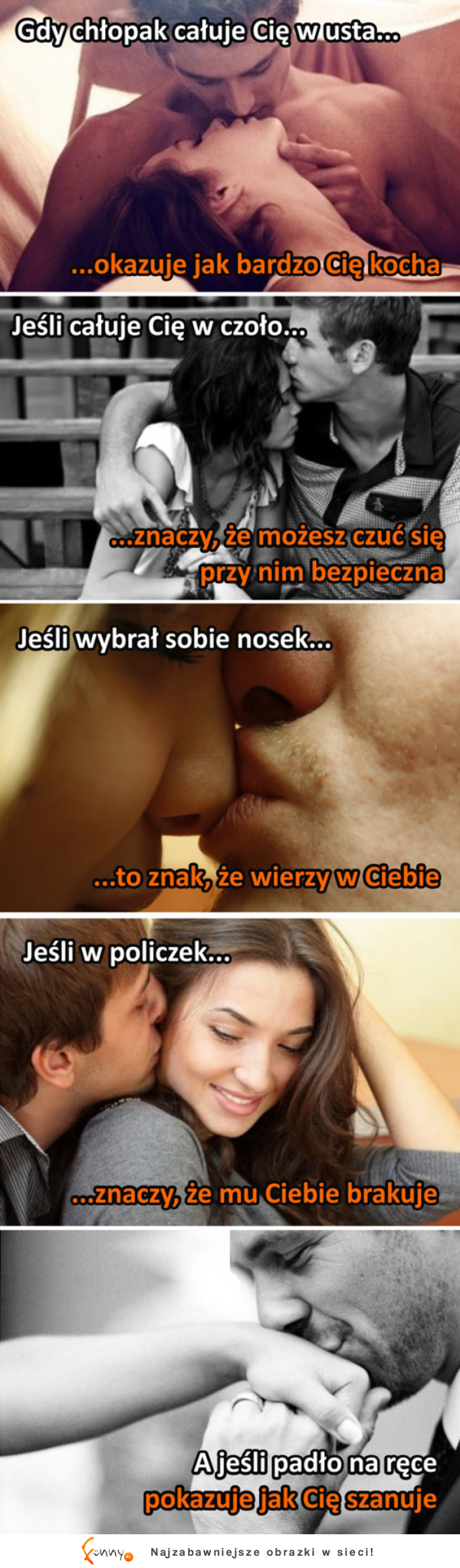 Co oznaczają pocałunki w poszczególne miejsca? DOBRE :D