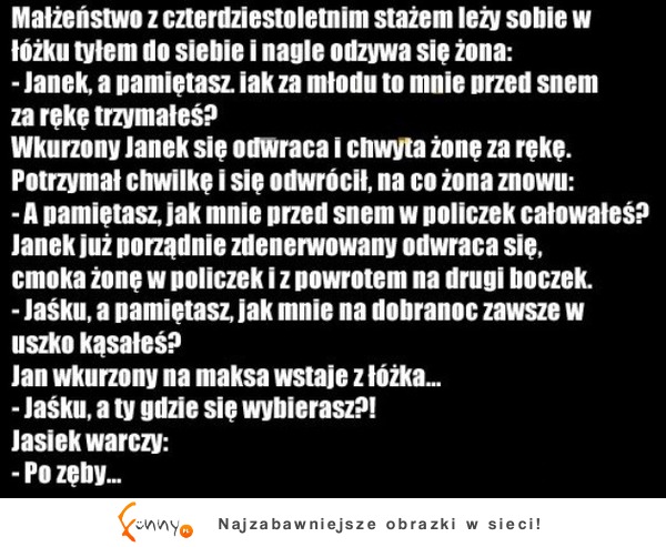 Małżeństwo z czterdziestolenim stażem i ich przyzwyczajenia w łóżku :P