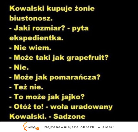 Kowalski kupuje żonie biustonosz :D