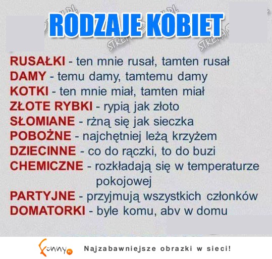 RODZAJE KOBIET! Ostatnie najlepsze!