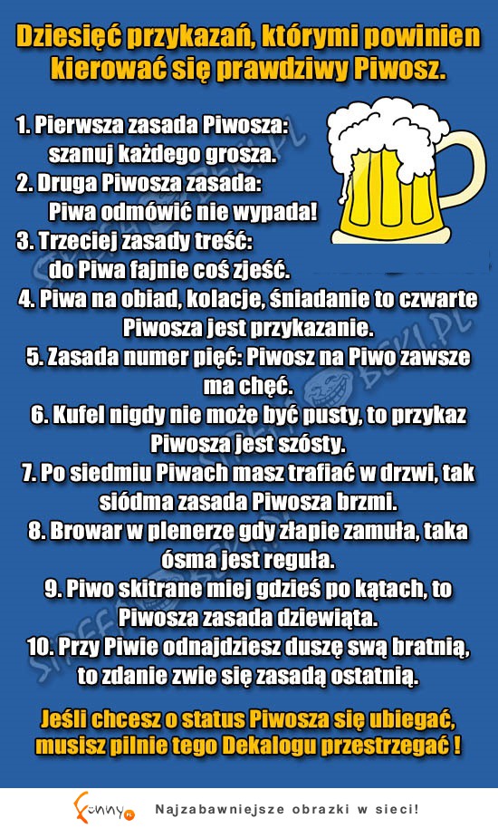 10 przykazań PIWOSZA! 7 najlepszy!