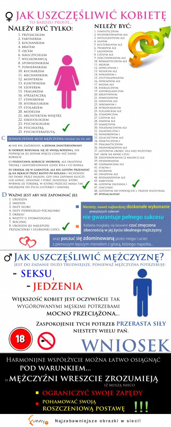 Kilka zasad, jak uszczęśliwić kobietę i mężczyznę- to nie jest takie PROSTE! :D