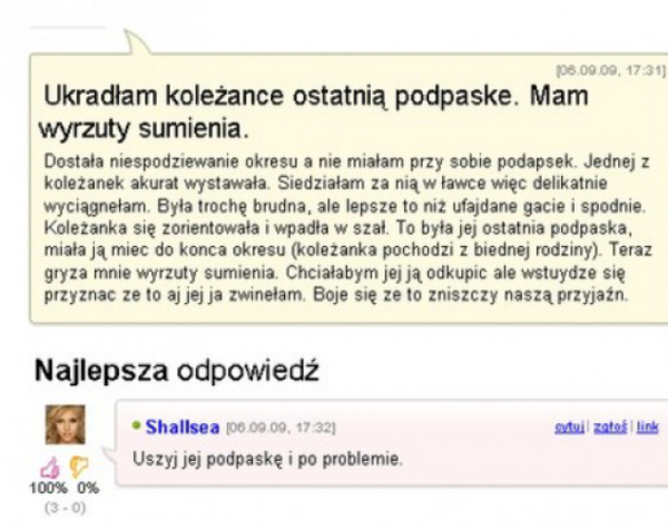 Ukradłam koleżance ostatnią podpaskę! haha :D