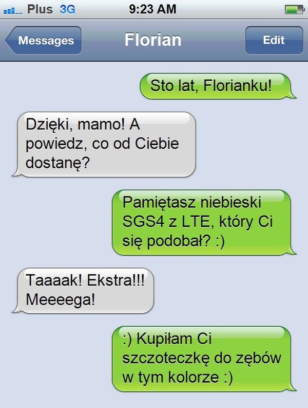 Zobacz koniecznie ten urodzinowy  SMS MAMY do SYNA!  haha ale beka!