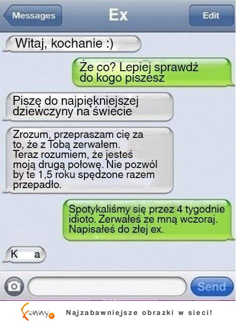 Napisał do swojej ex... To była największa pomyłka w jego życiu, ZOBACZ co mu odpisała! :)