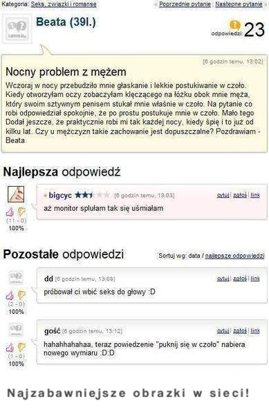 Problem z mężem. Podczas gdy ona śpi, od od paru lat regularnie :)