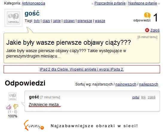 Dziewczyna pyta się o pierwsze OBJAWY CIĄŻY... zobaczcie co jej odpisali, HAHA! :D