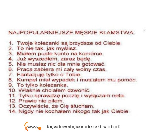 Zobacz najpopularniejsze męskie kłamstwa! Wrrr