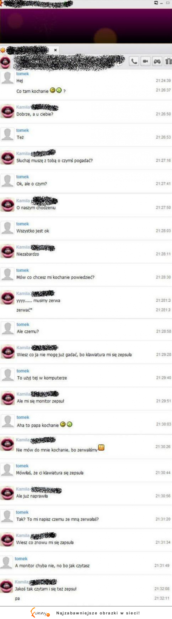Kamila zerwała z Tomkiem przez GG! Hahah MASAKRA
