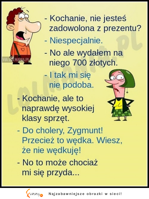 O MASAKRA mąż pyta żony czy jest zadowolona z prezentu a ona jak zwykle marudzi. Ale jak przeczytasz co jej kupił to padniesz XD