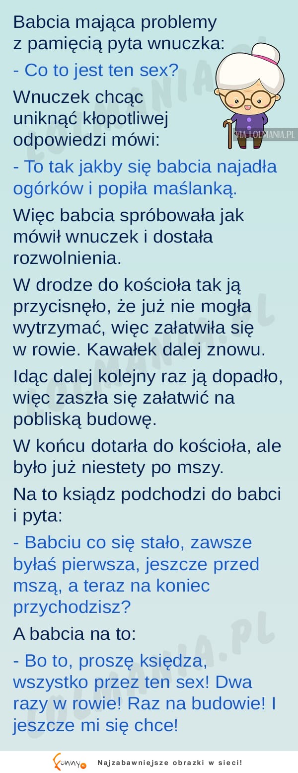 Babcia zapomnieła co to jest SEX, wnuczek jej wytumaczył i... SZOK!