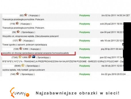 KUPUJĄCY wystawił mu bardzo NIETYPOWY KOMENTARZ- ciekawe dlaczego haah  :D
