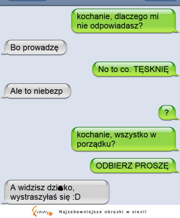 Jej chłopak prowadzi samochód... zobacz co się stało, gdy nie odpisywał na sms :D