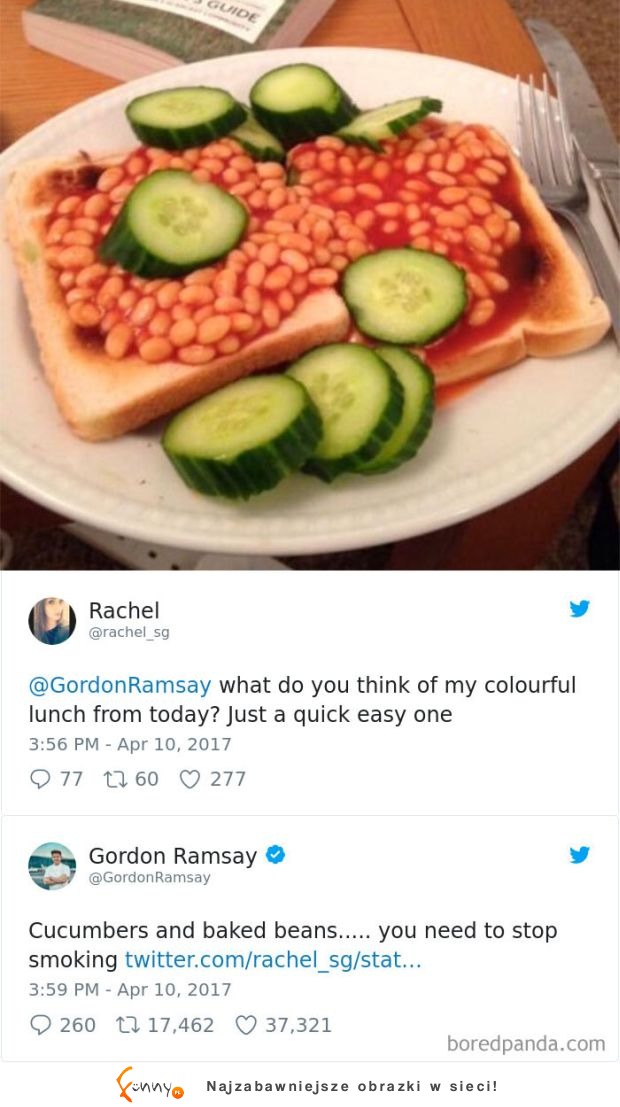 11 zabawnych tweetów - Gordon Ramsay ocenia nadesłane zdjęcia obiadów!
