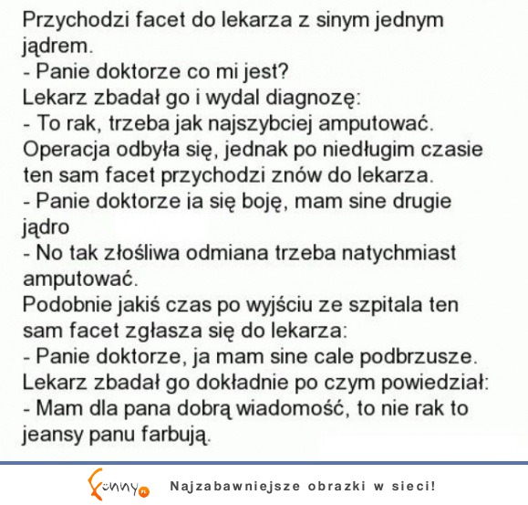 Przychodzi facet do lekarza z siwym jądrem! DOBRY KAWAŁ :D