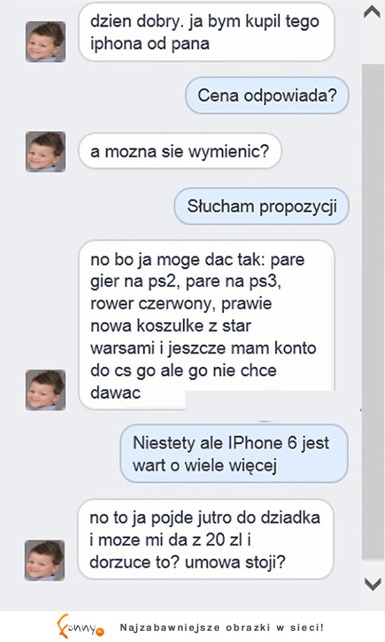 CHłopiec negocjuje cene iPhona! ZOBACZ co zaproponowal XD