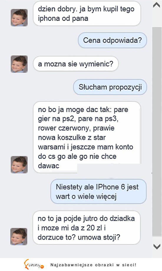 Chłopiec bardzo chciał mieć IPHONE! Zobacz jego rozmowe ze sprzedawcą!