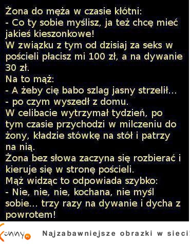 Żona chciała przechytrzyć męża! :D