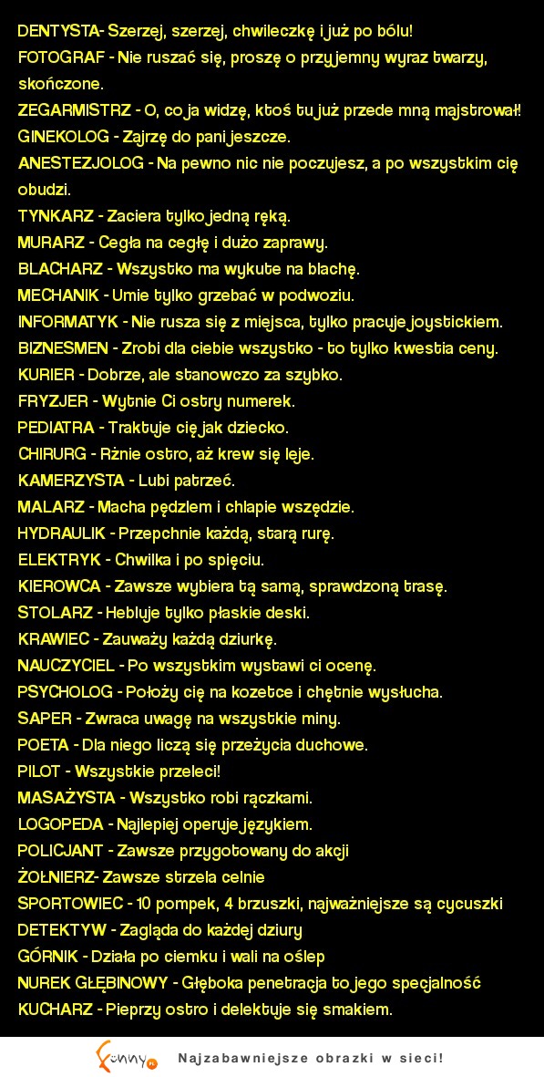 Jaki zawód taki SEKS!