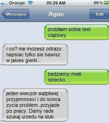 Zrobiła test ciążowy i poinformowała go o tym SMSem! Zobacz JEGO reakcję! ;D