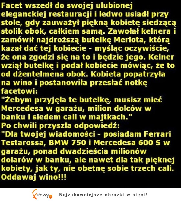 Facet wszedł do swojej ulubionej restauracji i zobaczył ATRAKCYJNĄ kobietę! ZOBACZ jak to się skończyło! :D