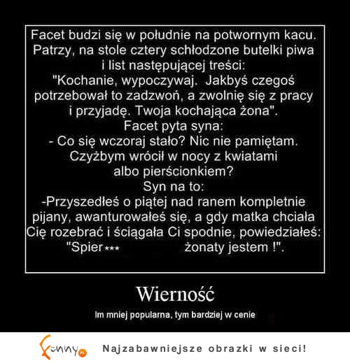 Facet budzi się na kacu, a jego żona... Zobacz co robił po pijaku!