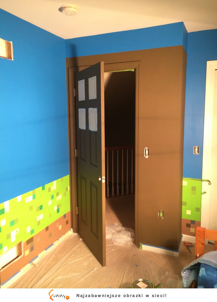 Matka zaprojektowa swojemu synowi pokój w stylu MINECRAFT, wow!