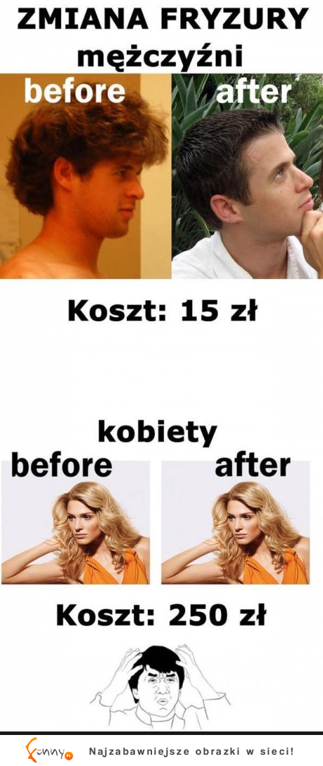 Zmiana FRYZURY - Mężczyźni vs Kobiety! haha DOBRE :>