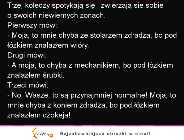 Trzej koledzy spotykają się i zwierzają się sobie o swoich niewiernych żona...